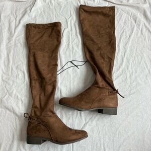 Chic Brown Faux Suede Over-the-Knee Boots